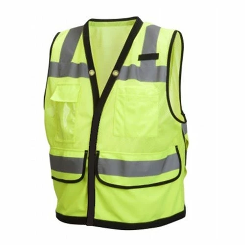 Pyramex Safety Pyramex Class 2 Hi-Vis Lime Safety Vest W/ Black Trim & 9 Pocket Zipper RVZ2810 2 Pyramex Safety Pyramex Class 2 Hi-Vis Lime Safety Vest W/ Black Trim & 9 Pocket Zipper RVZ2810 - Image 2