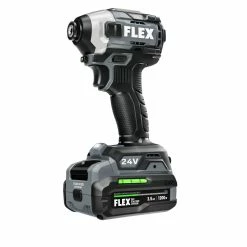 Flex Power Tools FLEX 24V 1/2" Hammer Drill And Impact Driver Combo Kit (3.5Ah/6.0Ah Stacked) FXM202-2G -Cheap Cordless Tools Store fx1371a flex high impact driver 35ah battery 21 1115 on white 3q front