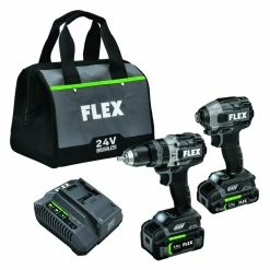 Flex Power Tools FLEX 24V 1/2" Hammer Drill And Impact Driver Combo Kit (3.5Ah/6.0Ah Stacked) FXM202-2G