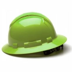 Pyramex Safety Pyramex Ridgeline Full Brim Vented Hard Hat - Hi-Vis Lime HP54131V