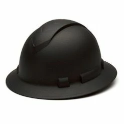 Pyramex Safety Pyramex Ridgeline Full Brim Hard Hat Matte Black Graphite Ratchet HP54117