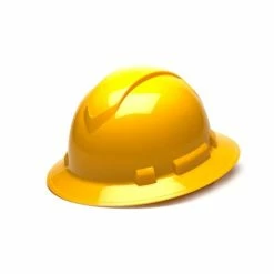Pyramex Safety Pyramex Ridgeline Full Brim Hard Hat Yellow Ratchet HP54130