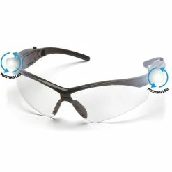 Pyramex Safety Pyramex PMXTREME LED Clear Anti-Fog Lens With Black Frame And Pivoting LED Temples SB6310STPLED