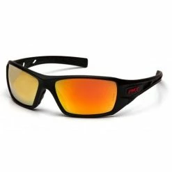 Pyramex Safety Pyramex Velar Safety Glasses W/ Orange Mirror Lens Black And Red Frame SBRF10445D