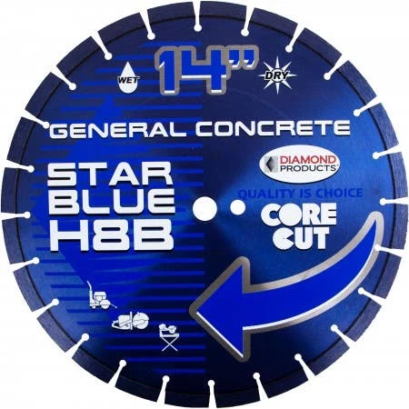 Diamond Products 14" X .125" Star Blue Wet/Dry High Speed Blade H8B Concrete 85261 1 Diamond Products 14" X .125" Star Blue Wet/Dry High Speed Blade H8B Concrete 85261